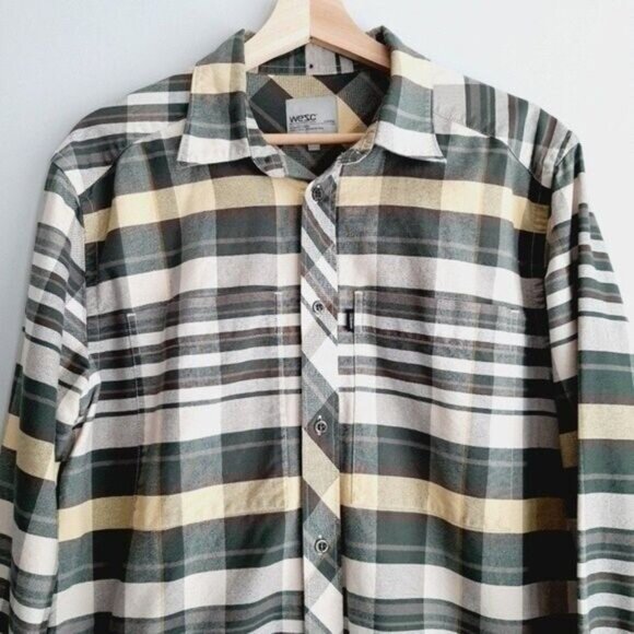 WESC Button Down Plaid Cotton Shirt Men's Sz L - Picture 3 of 10